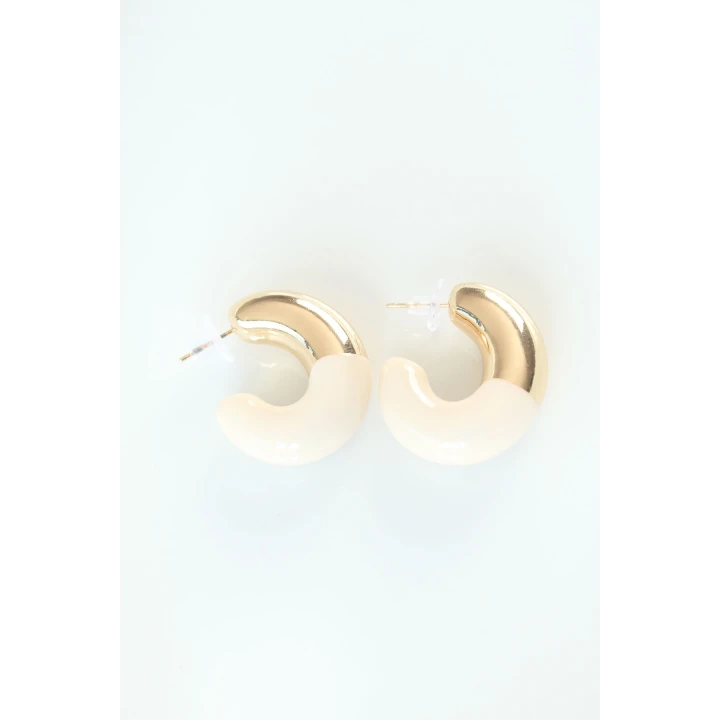 CCB Krem Gold Çift Renk Küpe - TJ-BKP8870