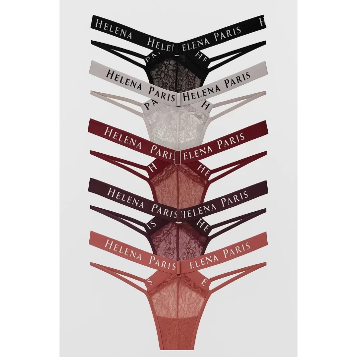 H2741 Brazılıan Bikini Ön Bant Arka Tül Bel Çapraz İpler