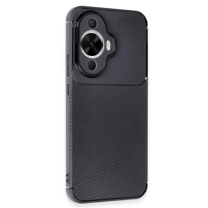 Huawei Nova 12S Kılıf Auto Focus Karbon Kapak - Siyah