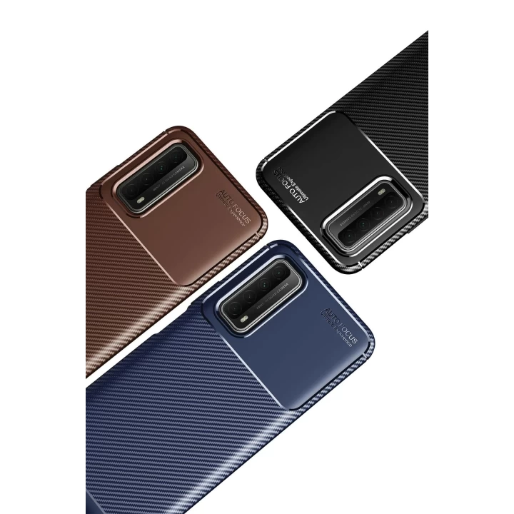 Huawei P Smart 2021 Kılıf Auto Focus Karbon Kapak - Lacivert