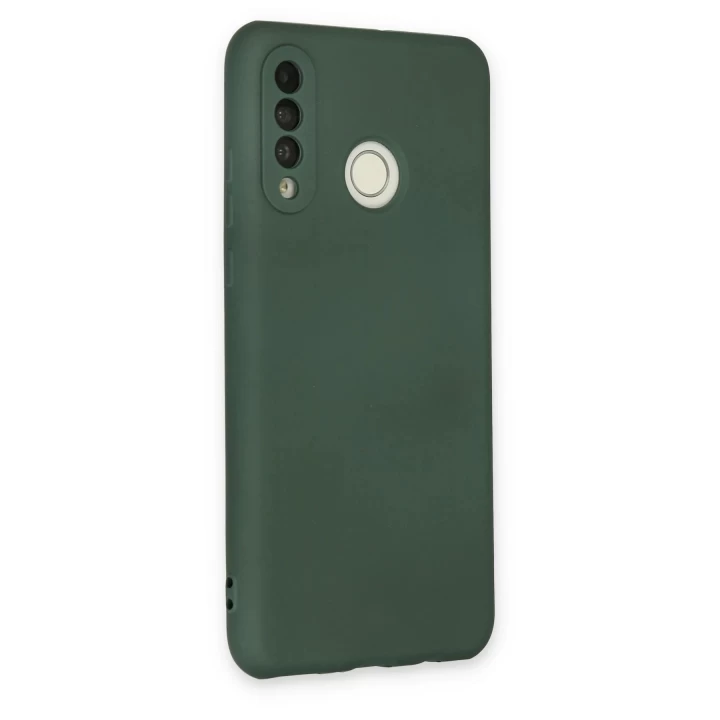 Huawei P30 Lite Kılıf Nano içi Kadife Silikon - Koyu Yeşil