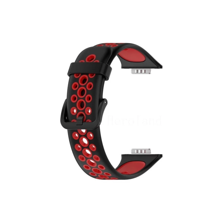 Huawei Watch Fit 2 Spor Delikli Kordon - Siyah-Kırmızı