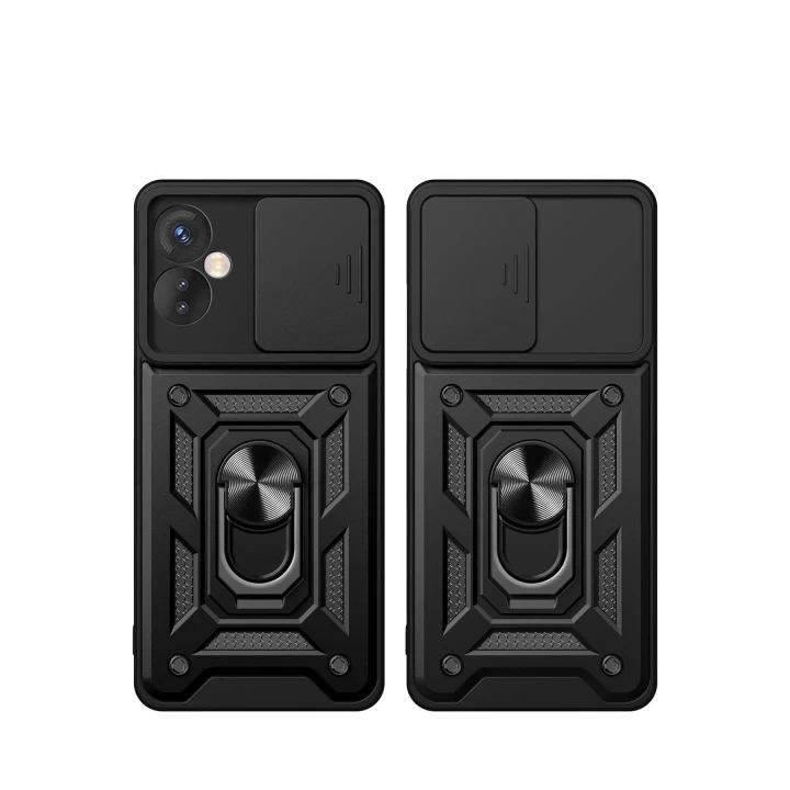 İnfinix Hot 30 4G Kılıf Pars Lens Yüzüklü Silikon - Siyah