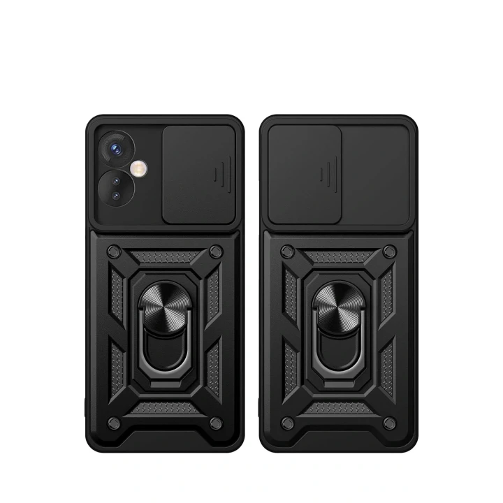 İnfinix Hot 30 5G Kılıf Pars Lens Yüzüklü Silikon - Siyah
