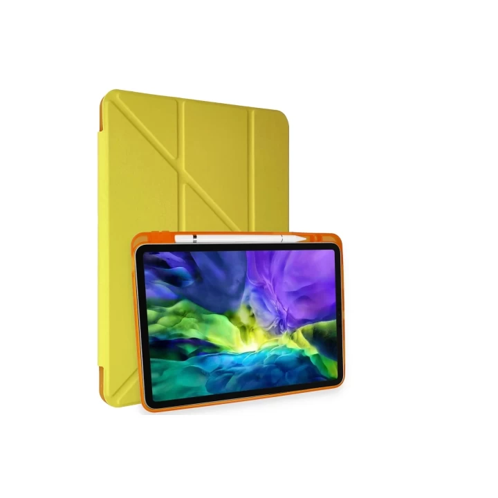 iPad Pro 11 (2018) Kılıf Kalemlikli Mars Tablet Kılıfı - Açık Sarı