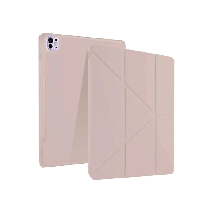 iPad Pro 13 (2024) Kılıf Kalemlikli Mars Tablet Kılıfı - Rose Gold