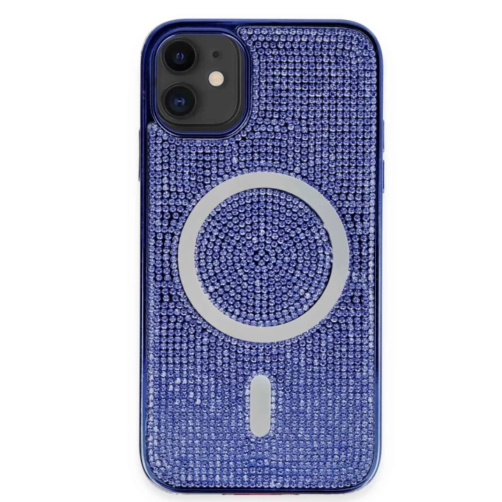 iPhone 11 Kılıf Diamond Magsafe Kapak - Lacivert