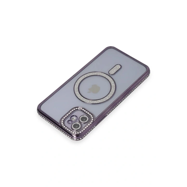 iPhone 11 Kılıf Joke Simli Magneticsafe Kılıf - Derin Mor