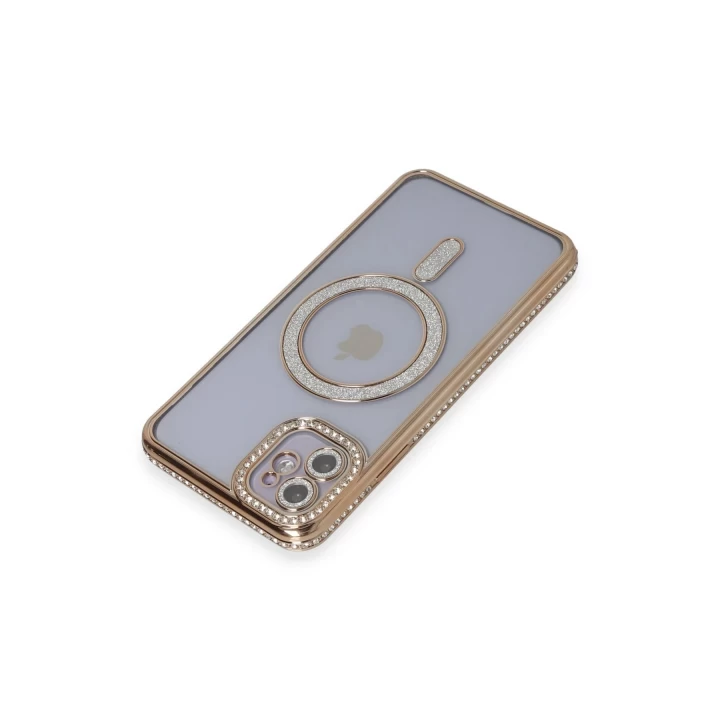 iPhone 11 Kılıf Joke Simli Magneticsafe Kılıf - Gold