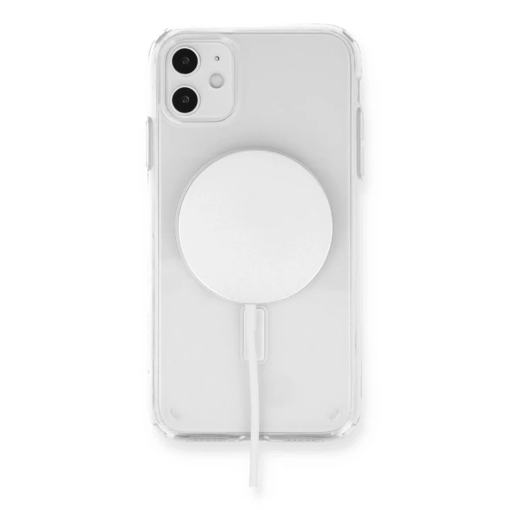 iPhone 11 Kılıf Magneticsafe Şeffaf Silikon - Şeffaf