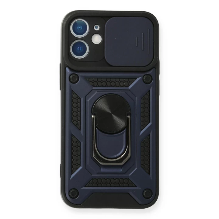 iPhone 11 Kılıf Pars Lens Yüzüklü Silikon - Lacivert