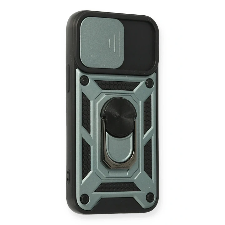 iPhone 11 Kılıf Pars Lens Yüzüklü Silikon - Yeşil
