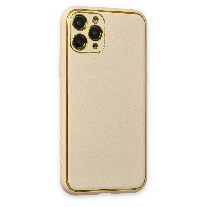 iPhone 11 Pro Kılıf Coco Deri Silikon Kapak - Gold