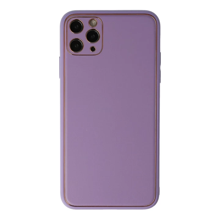 iPhone 11 Pro Kılıf Coco Deri Silikon Kapak - Lila