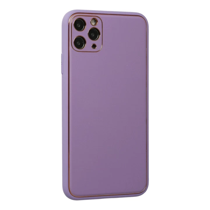 iPhone 11 Pro Kılıf Coco Deri Silikon Kapak - Lila