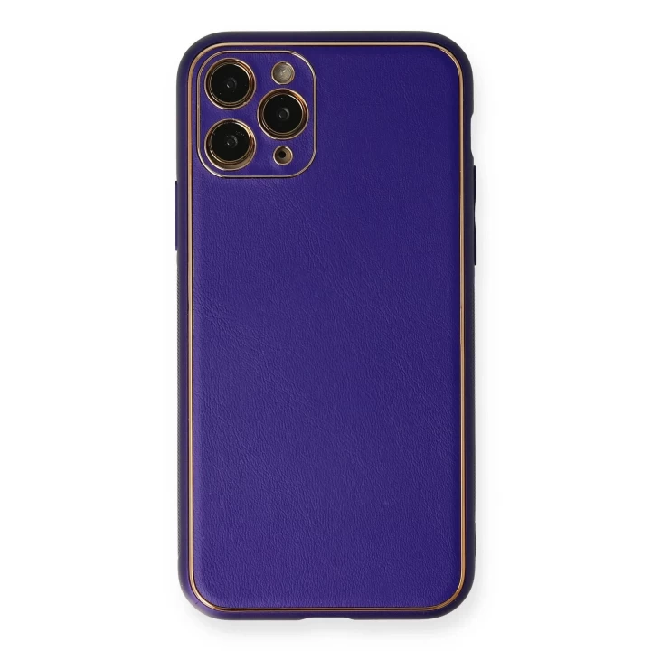iPhone 11 Pro Kılıf Coco Deri Silikon Kapak - Mor