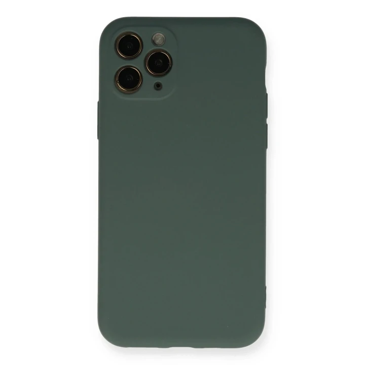 iPhone 11 Pro Kılıf Nano içi Kadife Silikon - Koyu Yeşil