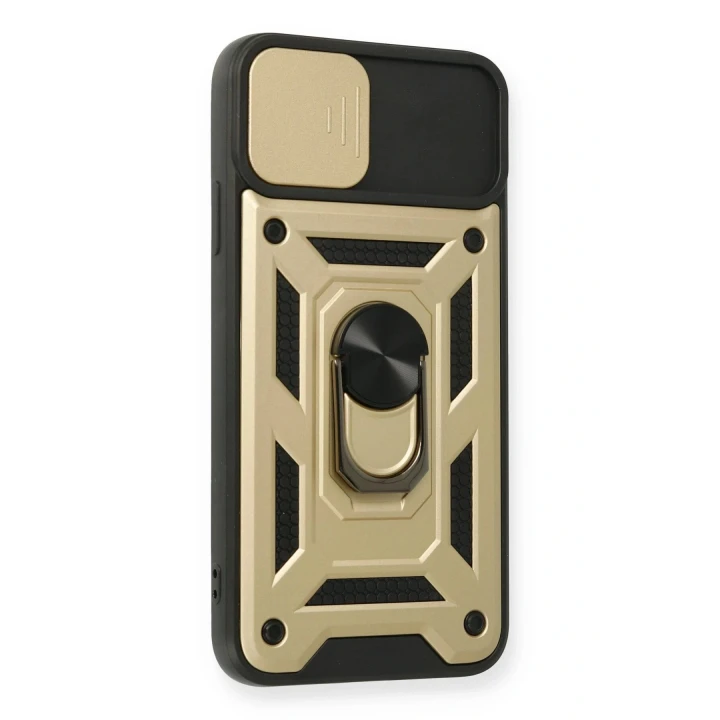 iPhone 11 Pro Kılıf Pars Lens Yüzüklü Silikon - Gold