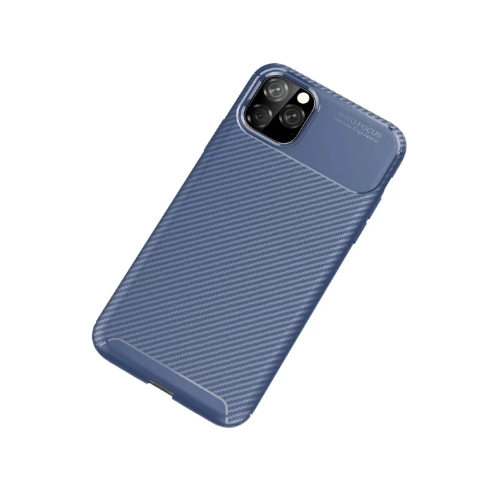 iPhone 11 Pro Max Kılıf Auto Focus Karbon Kapak - Lacivert