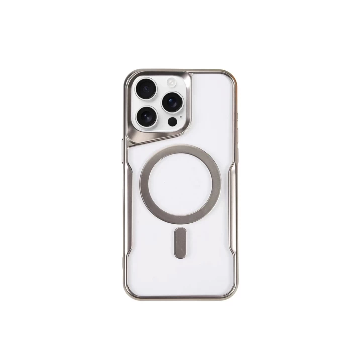 iPhone 11 Pro Max Kılıf Boyi Magsafe Silikon Kapak - Gümüş