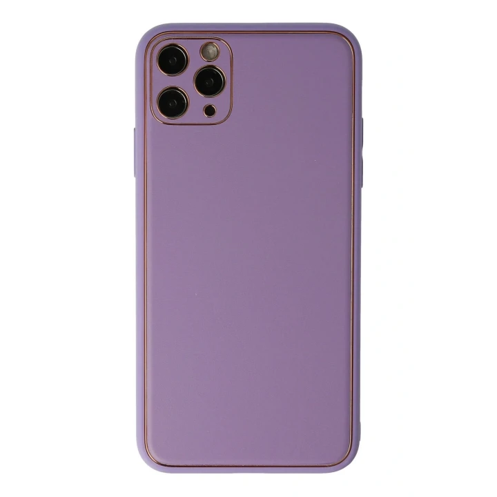 iPhone 11 Pro Max Kılıf Coco Deri Silikon Kapak - Lila