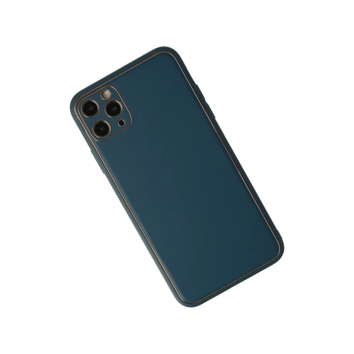 iPhone 11 Pro Max Kılıf Coco Deri Silikon Kapak - Mavi