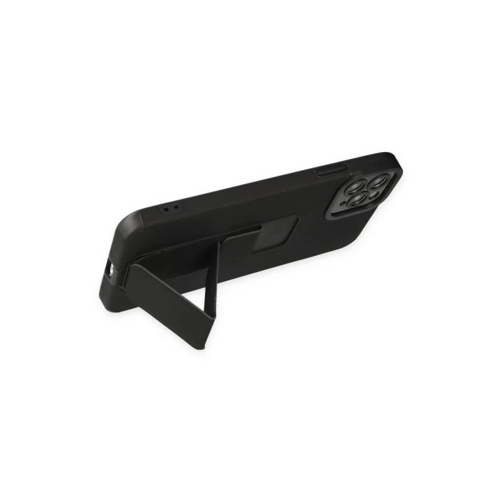 iPhone 11 Pro Max Kılıf Mega Standlı Silikon - Siyah