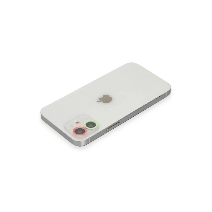 iPhone 11 Renkli Kamera Lens Koruma Cam - Yeşil-Pembe