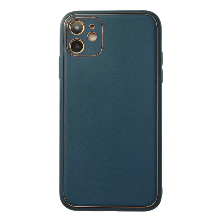 iPhone 12 Kılıf Coco Deri Silikon Kapak - Mavi