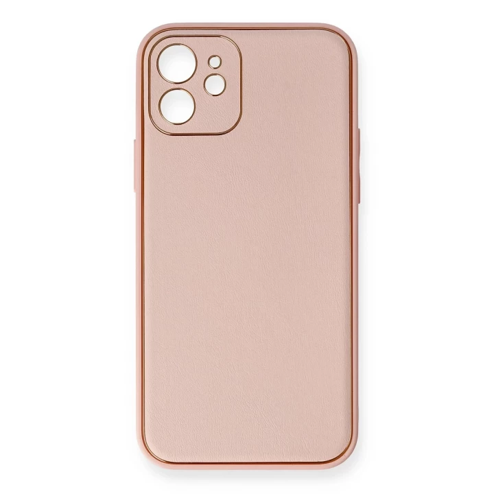 iPhone 12 Kılıf Coco Deri Silikon Kapak - Pembe