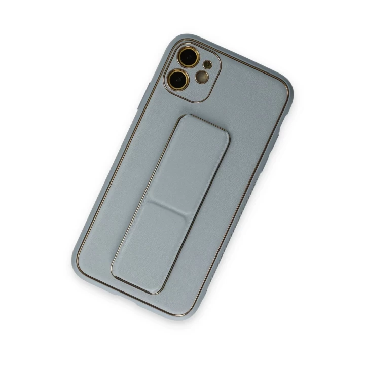 iPhone 12 Kılıf Coco Deri Standlı Kapak - Sky Blue