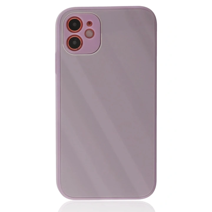 iPhone 12 Kılıf Glass Kapak - Mor