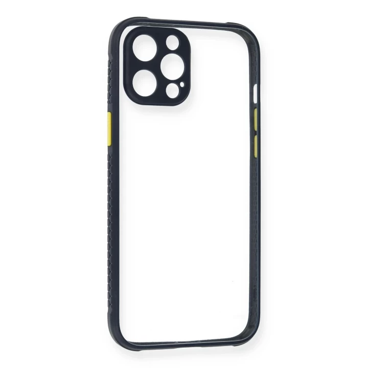 iPhone 12 Kılıf Miami Şeffaf Silikon - Lacivert