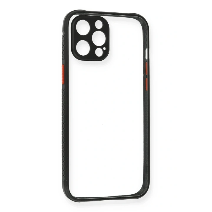 iPhone 12 Kılıf Miami Şeffaf Silikon - Siyah