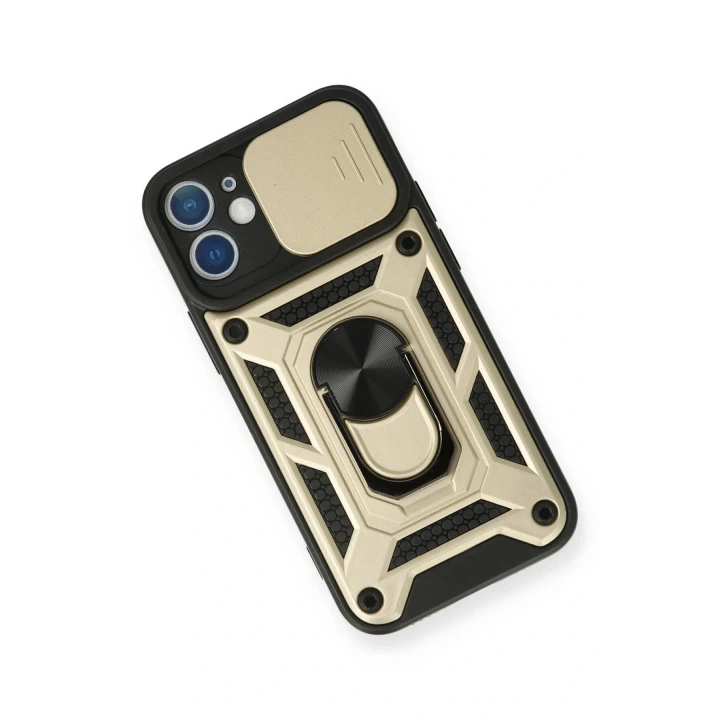 iPhone 12 Mini Kılıf Pars Lens Yüzüklü Silikon - Gold