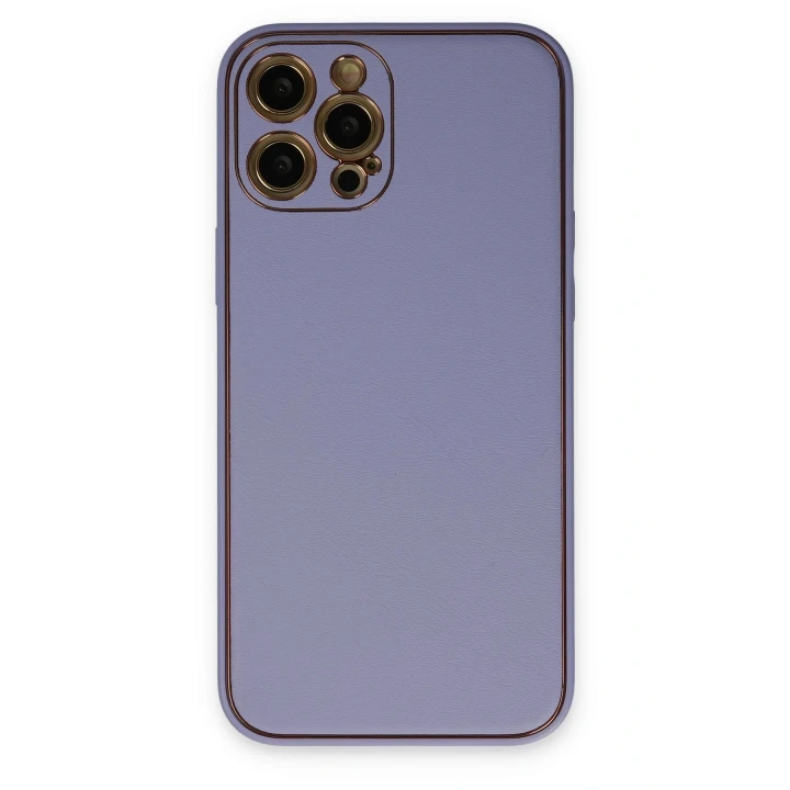 iPhone 12 Pro Kılıf Coco Deri Silikon Kapak - Açık Lila