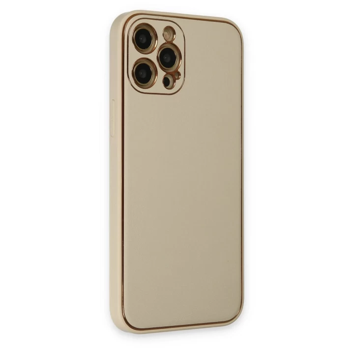 iPhone 12 Pro Kılıf Coco Deri Silikon Kapak - Gold