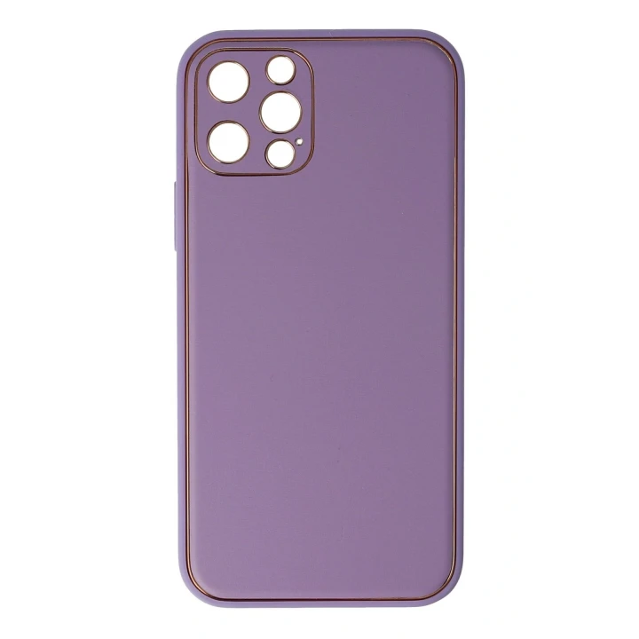 iPhone 12 Pro Kılıf Coco Deri Silikon Kapak - Lila