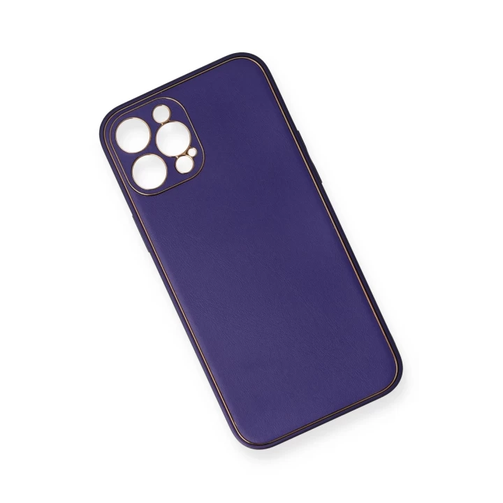 iPhone 12 Pro Kılıf Coco Deri Silikon Kapak - Mor