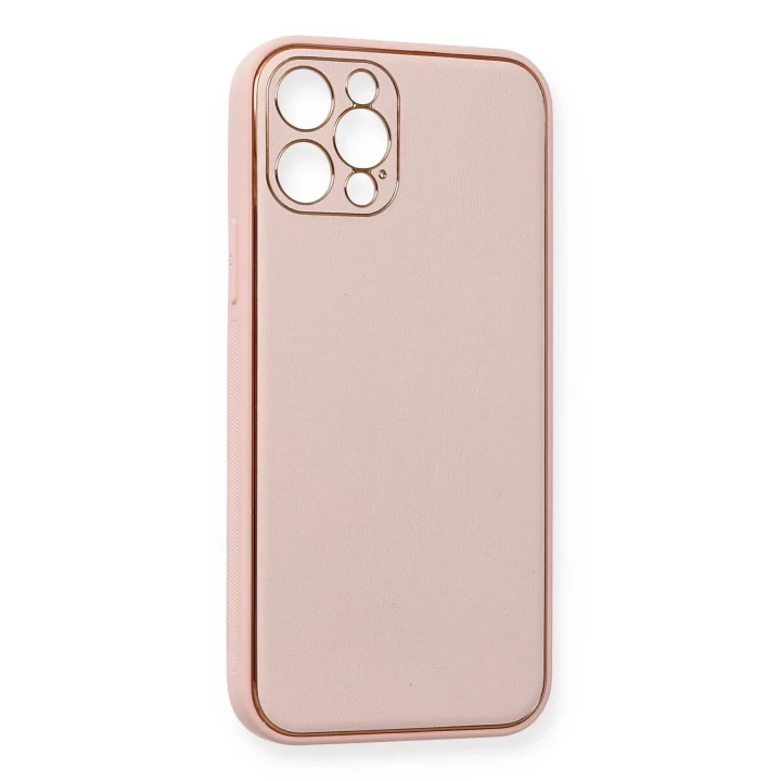 iPhone 12 Pro Kılıf Coco Deri Silikon Kapak - Pembe