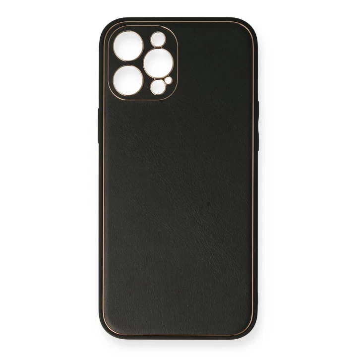 iPhone 12 Pro Kılıf Coco Deri Silikon Kapak - Siyah