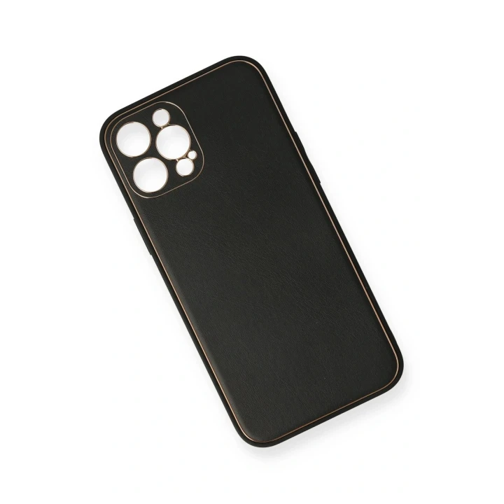 iPhone 12 Pro Kılıf Coco Deri Silikon Kapak - Siyah