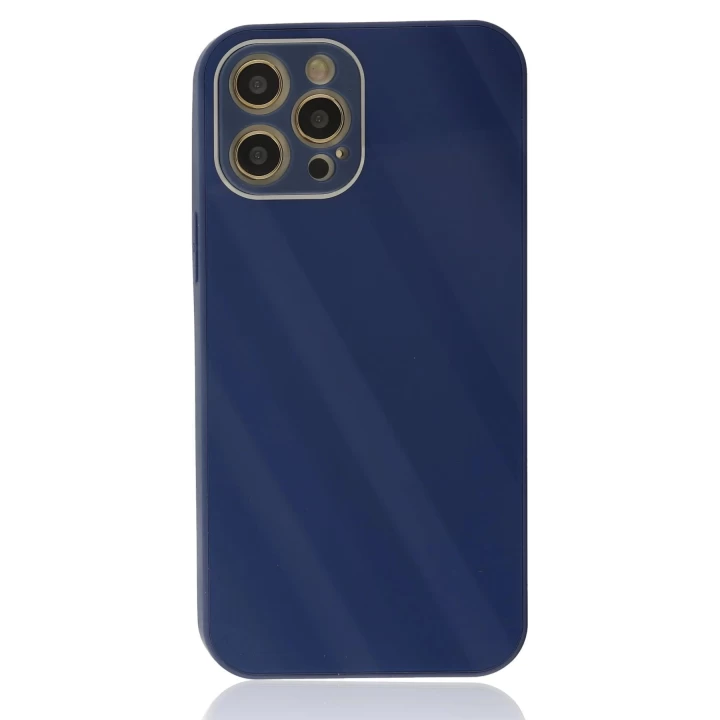 iPhone 12 Pro Kılıf Glass Kapak - Lacivert