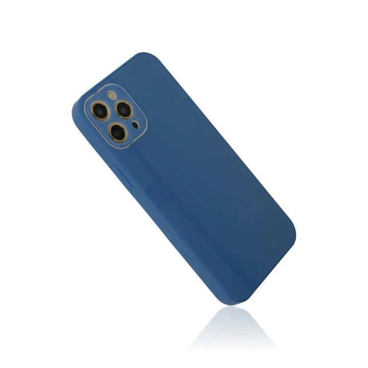 iPhone 12 Pro Kılıf Glass Kapak - Mavi