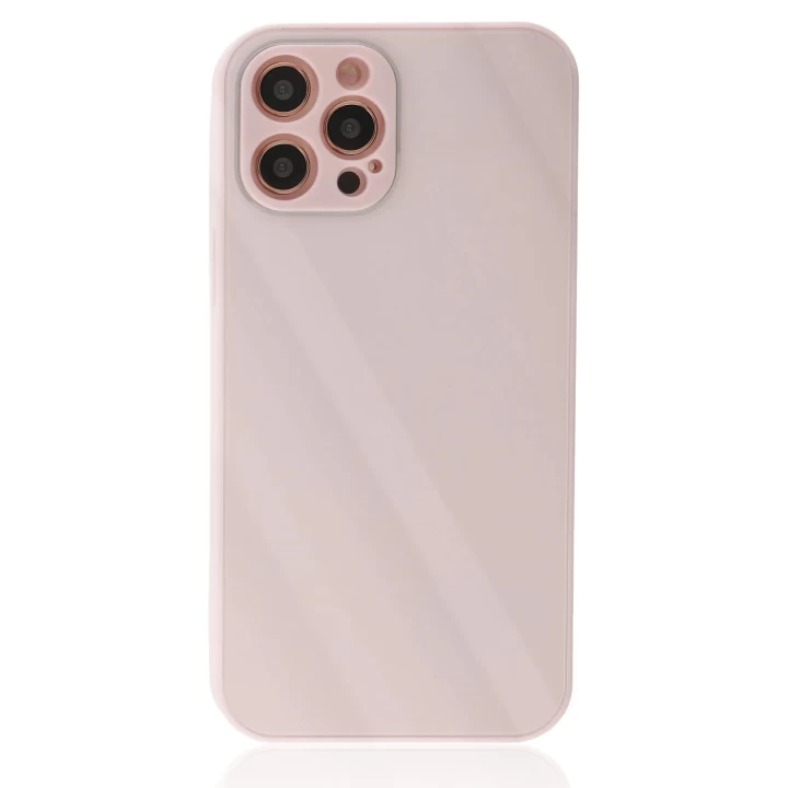 iPhone 12 Pro Kılıf Glass Kapak - Pembe