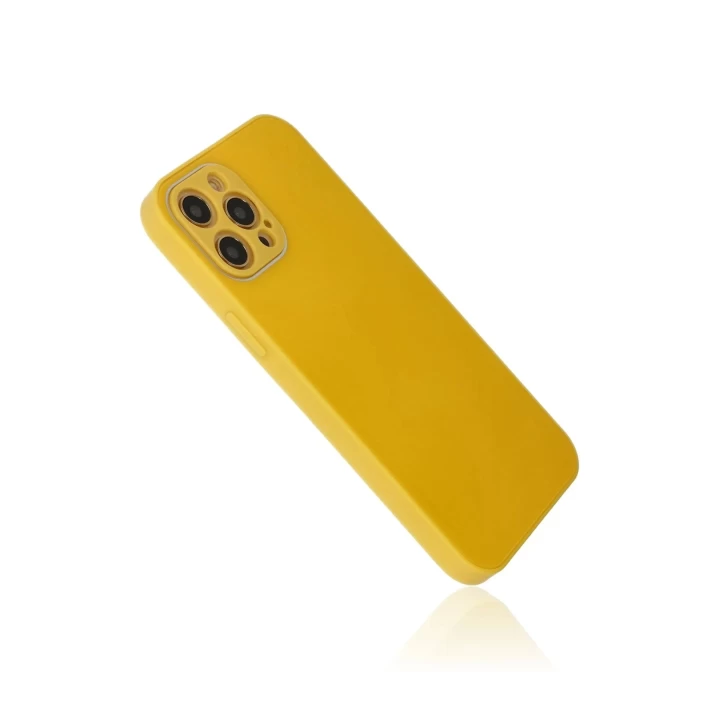 iPhone 12 Pro Kılıf Glass Kapak - Sarı