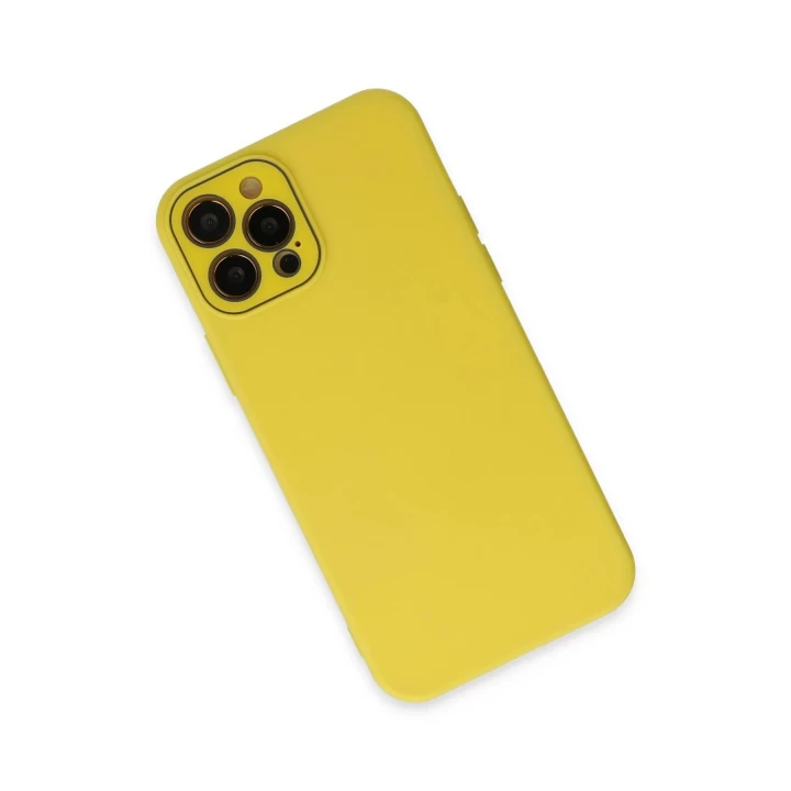 iPhone 12 Pro Kılıf Lansman Glass Kapak - Sarı