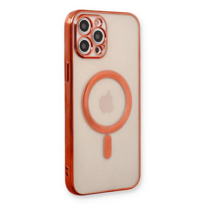 iPhone 12 Pro Kılıf Magneticsafe Lazer Silikon - Kırmızı