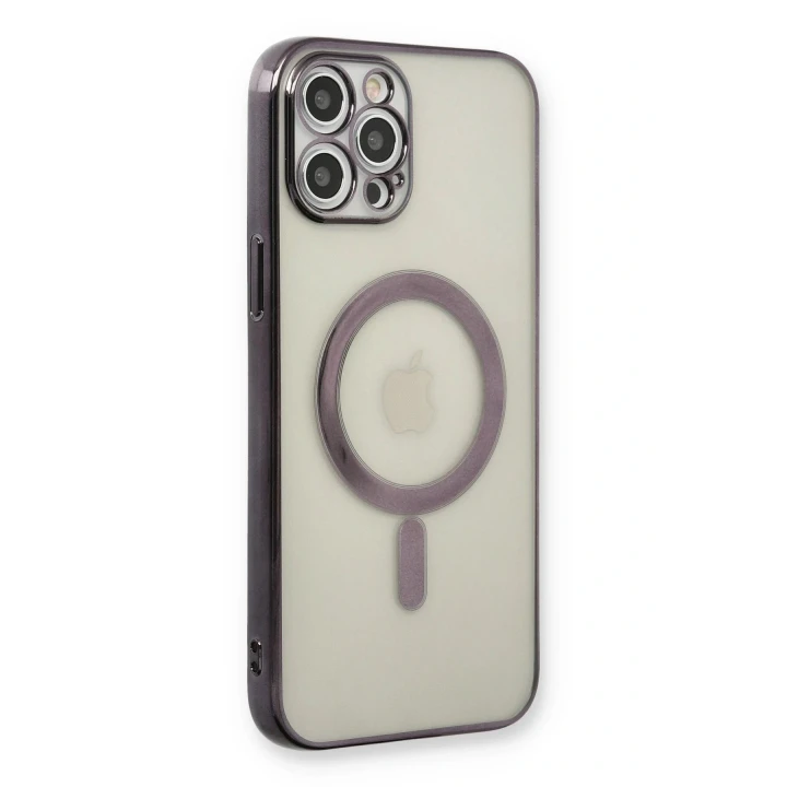iPhone 12 Pro Kılıf Magneticsafe Lazer Silikon - Siyah