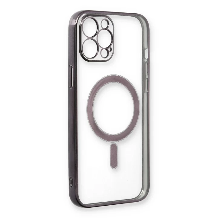 iPhone 12 Pro Kılıf Magneticsafe Lazer Silikon - Siyah